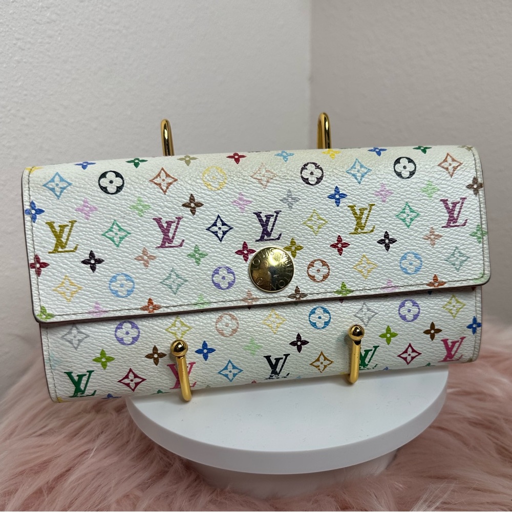 Louis Vuitton X Takashi Murakami Sarah Long Wallet - Monogram Multicolore Orange